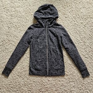 Special Edition Lululemon Gray Black Damask Floral Scuba Full Zip Hoodie